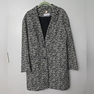 Per Una Black Mix Zebra Animal Print Lightweight Coat Size 6 US Size 10 UK